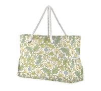 miaozhen Robusta borsa da spiaggia grande con cerniera Vintage Flowers William Morris White Everyday tote bag da donna con tasche