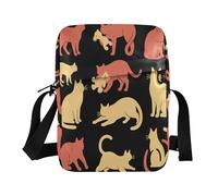 miaozhen rosa giallo gatto che gioca blackmessenger borsa per le donne Borsa Crossover Tracolla Tracolla Regolabile per lo Shopping Shopping
