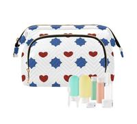 miaozhen Rosso e Blu Amore 4 di Luglio Giorno dell'Indipendenza Appeso Viaggio Toiletry Bag Zipper Cambiare Borsa per Articoli da toeletta Organizzatore maquillaje, Amore rosso e blu 4 luglio Giorno