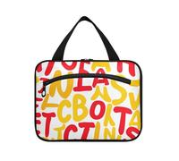 miaozhen Rosso Giallo Alfabeto Design appeso borsa da viaggio per gli uomini con gancio, progettista multifunzionale per le donne viaggio porta cosmeticos mujer para cartera L, rosso, giallo, alfabeto