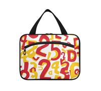 miaozhen Rosso Giallo Alfabeto Numeri appeso borse cosmetiche per le donne viaggio con gancio, design compatto per accessori da viaggio envase para perfume de L, Numeri alfabetici rossi e, moderno