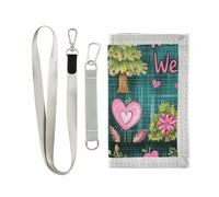 miaozhen San Valentino Albero Amore Cuore trifold mens portafoglio sottile per donna pop casual mens trifold portafoglio con cordino carteras para hombres, San Valentino Albero Amore Cuore, 1 size