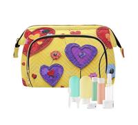 miaozhen San Valentino Amore A Forma di Cuore Fiori Viaggio Cosmetico Sacchetto Della Chiusura Lampo Delle Donne Della Moneta Della Borsa Cambiamento per Kit, Fiori a forma di cuore di San Valentino