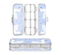 miaozhen Scatola di immagazzinaggio della matita trasparente doppio ponte cigno corona blu carino cartone animato penne caso scatole per forniture di cancelleria con scatto e coperchio