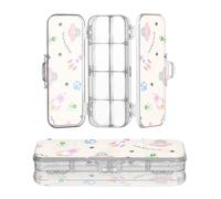 miaozhen Scatola di plastica a doppio ponte astronave infantile ROCKETS Stella giallo di stoccaggio penne caso per forniture d'arte con coperchio