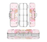 miaozhen Scatola di plastica per matite 2 strati obiettivo basket rosa cuore fiore modello duro penne caso per cancelleria con coperchio a scatto