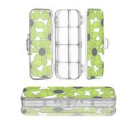 miaozhen Scatola di plastica trasparente a doppio ponte dagli occhi neri Susan Simple Line Art Valentinesnes Erba verde matita contenitori per cancelleria con scatto e coperchio