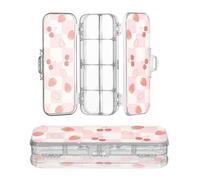 miaozhen Scatola di plastica trasparente a doppio ponte fragola rosa beige a scacchi belle penne rigide scatole per forniture di cancelleria con coperchio a scatto