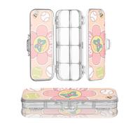 miaozhen Scatola di plastica trasparente a doppio strato porta da baseball floreale cuore rosa modello penne scatole per la scuola con coperchio a scatto