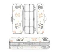 miaozhen Scatola di plastica trasparente per matite a due piani, animali della giungla, volpe, scoiattolo, custodia colorata per penne di cancelleria con coperchio a scatto