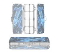 miaozhen Scatola trasparente a due piani con drago mistico spaziale pianeta blu scuro contenitori per matite per la scuola con scatto e coperchio
