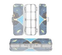 miaozhen Scatola trasparente per matite a doppio ponte divertente cerniera cartone animato paesaggio oceano custodia rigida per cancelleria con scatto e coperchio