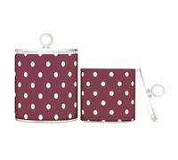 miaozhen Scatole portaoggetti in plastica trasparente a pois rosso vino con coperchio, accessori essenziali per il bagno, piccoli contenitori decorativi per tamponi di cotone, tamponi di cotone, filo