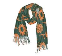 miaozhen sciarpa essenziale in cashmere per le donne freddo per la primavera Girasoli arancioni e verdi e rose chalinas para mujer de frio