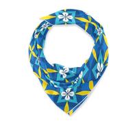 miaozhen Sciarpa quadrata carina scialle di seta per le donne per la sera 35,4 pollici blu e giallo fiori vintage giapponesi bufandas para mujer elegantes