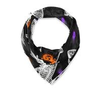 miaozhen Sciarpa quadrata di seta dell'involucro di modo per le donne per l'inverno 35 In Halloween Shark Skeleton bufanda para mujer elegante