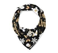 miaozhen Sciarpa quadrata di seta elegante per le donne per la sera 35 In Merry Christmas Snowflake Gold Black bufandas para mujer elegantes