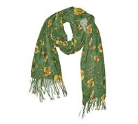 miaozhen Sciarpa spessa di cachemire di modo per le donne popolare natale Elegante Giallo Fiori Verde bufandas de mujer elegantes para frio