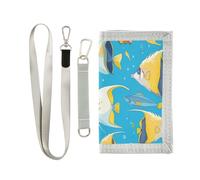 miaozhen Sea Animals Blue Ocean portafoglio trifold con fermasoldi per le donne nylon leggero sottile portafoglio con cordino billeteras para hombre, animali marini blu oceano, 1 size