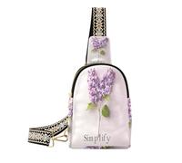 miaozhen Semplificare Floreale Lilla Vector piccolo marsupio moda borse a tracolla per le donne per il giorno pack, Semplificare Vettore Lilla Floreale, 1 Size