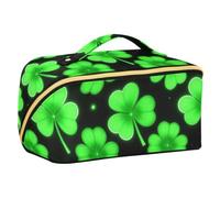 miaozhen Shamrock Leaf Clover Lucky Standing Makeup Bag con manico | Borse cosmetiche impermeabili con il supporto del telefono/specchio della chiusura lampo