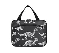 miaozhen Simpatico dinosauro scheletri osso nero kit appeso per viaggio con gancio, designer unisex per le donne must haves bolsa para guardar maquillaje L, carino dinosauro scheletri osso nero