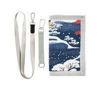 miaozhen Snow Mystery Blu Rosso trifold titolare della carta portafoglio per gli uomini regali per giovani cool casual portafoglio per gli uomini con cordino billetera tarjetero para hombre, Mistero