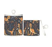 miaozhen Spooky Season Jurassic Dinosaur Halloween plastica trasparente Food Organizer Storage con coperchio Cassettiera Essentials Contenitori decorativi per cotton fioc, cotton fioc, filo