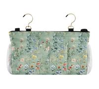 miaozhen Spring Green Flowers Organizer multifunzione Caddy comodino Caddy Storage Bag per telecomandi telefono, dormitorio universitario, campeggio, sponde per lettino per bambini bolsa para rieles