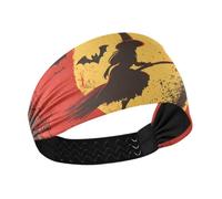 miaozhen Strega Luna Felice Halloween Fasce in panno di raffreddamento per le donne Fasce elastiche per il sudore per la testa per il trucco Running make up Pallavolo bandas para la cabeza