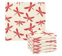 miaozhen Strofinacci da cucina in stile libellula rosso rubino confezione da 6 strofinacci decorazione country articoli per decorar la cocina 28 x 28 cm