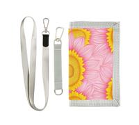 miaozhen Sunflower Rose Gold San Valentino trifold portafoglio da uomo per le donne Trendy colorato portafoglio sottile con cordino carteras para hombre, girasole oro rosa San Valentino, 1 size