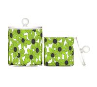 miaozhen Susan dagli occhi neri Simple Line Art Valentinesnes verde erba trasparente scatole di plastica con coperchio Office Essentials contenitori decorativi per cotton fioc, tamponi di cotone, filo