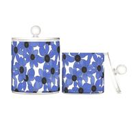 miaozhen Susan Simple Line Art Valentinesnes - Contenitori in plastica trasparente blu con coperchio Office Essentials Contenitori decorativi per cotton fioc, tamponi di cotone, plettri per filo