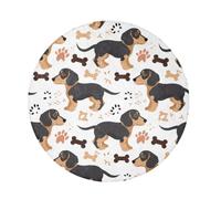 miaozhen Tappeto rotondo a pelo lungo per dormitorio con cane Duchshund | Comodo tappeto lavabile grande per la camera dei bambini Home Decor