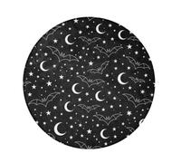 miaozhen Tappeto rotondo a pelo lungo per dormitorio, con pipistrello, luna | Tappeti minimalisti di Halloween per camere da letto per la decorazione estetica della casa della camera da letto