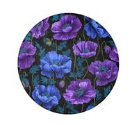 miaozhen Tappeto rotondo a pelo lungo stile gotico blu papavero menta viola | Comodo tappeto da sala da pranzo per la camera dei bambini Home Decor