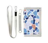 miaozhen Terrazzo Pattern Glory Blue trifold mens portafoglio sottile per maschio pop robusto portafoglio trifold per gli uomini con cordino billetera tarjetero para hombre, Motivo terrazzo blu