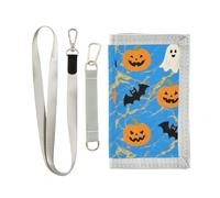 miaozhen The Terrifying Blue Halloween Bat trifold tri fold portafoglio per gli uomini per carte di credito minimalista robusto tri fold portafoglio uomo con cordino carteras para hombre