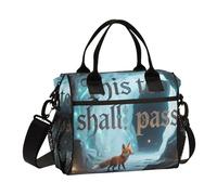 miaozhen This Too Shall Pass Animal Fox Colorful Lunch Bag Pack con tracolla con cerniera Lunch Boxes Donne per Università lonchera para almuerzoas