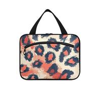 miaozhen Trending Leopard Fur Blush Red Black appeso borse da viaggio per le donne con gancio, moda designer per i viaggiatori estuche de maquillaje para mujer L, Pelliccia leopardata di tendenza