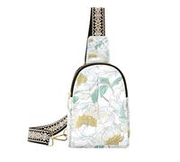 miaozhen Trendy Cartoon Peonie Fiore Bianco piccole borse a tracolla robusti piccoli pacchetti di fanny per il pacchetto di giorno, Peonie Cartoon Fiore Bianco