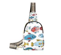 miaozhen Trendy dipinto a mano Moldfish piccolo marsupio robusto borsa a tracolla per le donne per il giorno pack, Pesce Moldfish dipinto a mano, Borse a tracolla