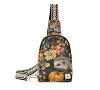 miaozhen Trendy Personalizzato Scenario Animali Riccio Zucca Wildflower piccole borse a tracolla multiuso borsa per il corpo per le donne per il viaggio, Paesaggio personalizzato Animali Riccio Zucca