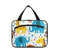 miaozhen Trendy Polka Dot Animal Elephant Giraffe appeso borsa trucco per viaggio con gancio, designer carino per papà maleta para maquillaje L, giraffa elefante animale a pois alla moda, moderno