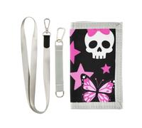 miaozhen Trifold Billfold Doodles Skull Print Star Pink