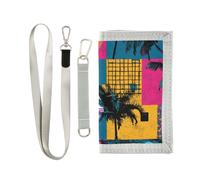 miaozhen Tropical Tree Blue Red Geometic Retro sottile portafoglio regali per giovani cool colorato portafoglio sottile con cordino carteras para hombre