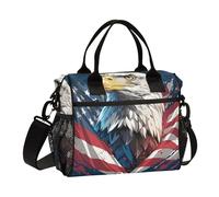 miaozhen Uccello 4 luglio Independence Day Lunch Tote Bags con tracolla con manici Borse per il pranzo per le donne per asilo loncheras para adultos