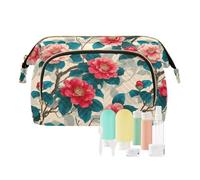 miaozhen Ukiyo-e-style Camelia Blu Cielo Rosso Grande Sacchetto Cosmetico Impermeabile Sacchetto Dei Monili per Viaggio Trucco maquillaje para