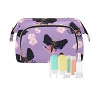 miaozhen Ukiyo-e-style Giapponese Farfalla Viola Borsa Per Le Donne Cerniera Trucco Sacchetto Periodo Sacchetto per Toiletry Organizer para maquillaje